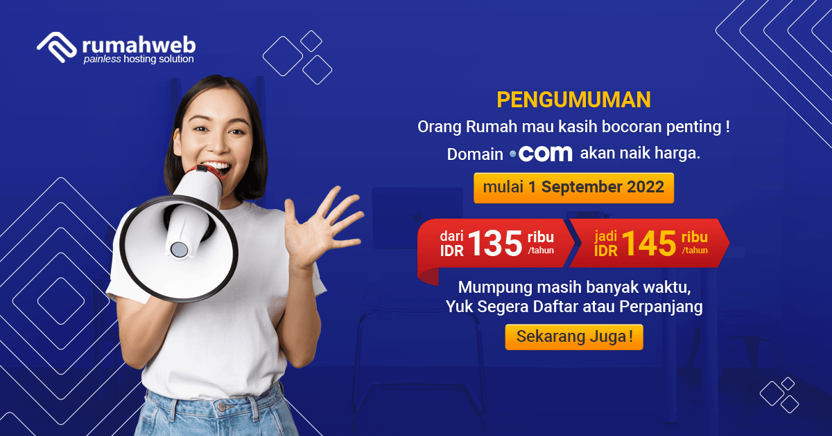 Informasi Kenaikan Harga Domain .COM