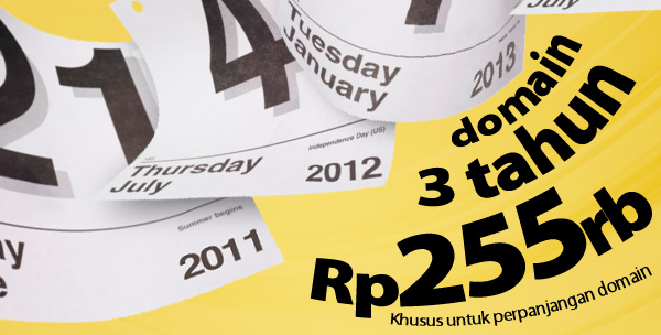Perpanjangan Domain 3 Tahun Cuma Rp 255.000